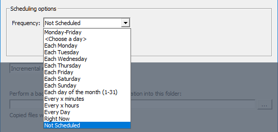 Scheduling options