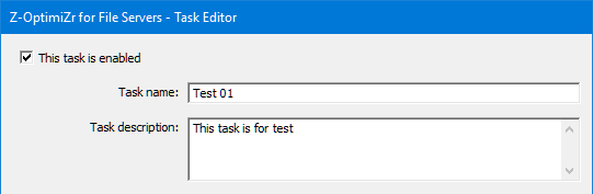 Task name and description