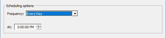 Example of schedule parameters