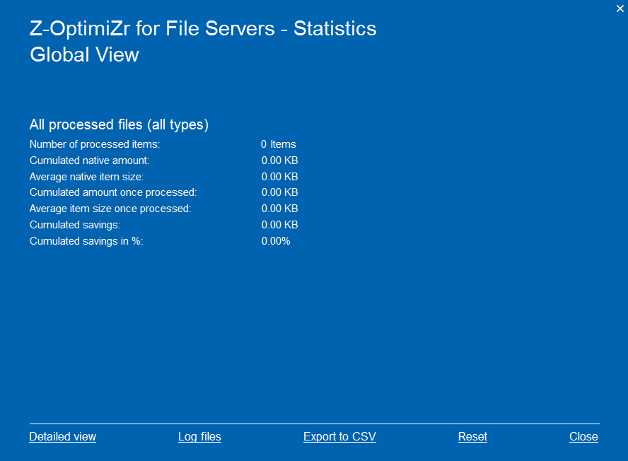 The Z-OptimZr Real-Time Statistics Utility - Global View