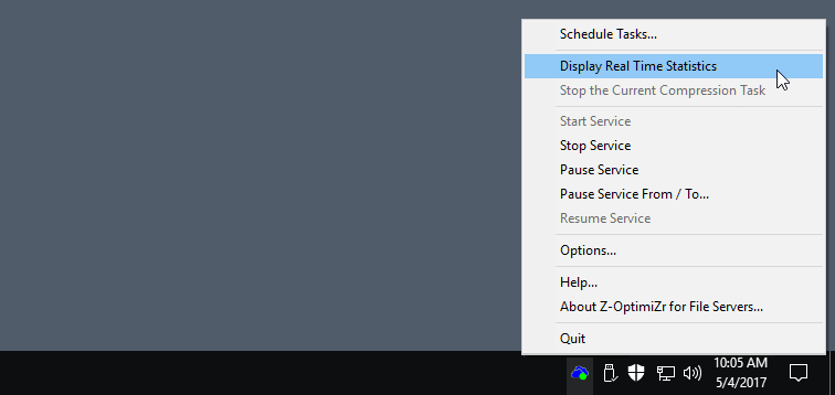 Z-OptimiZrfor File Servers - Display the optimization statistics